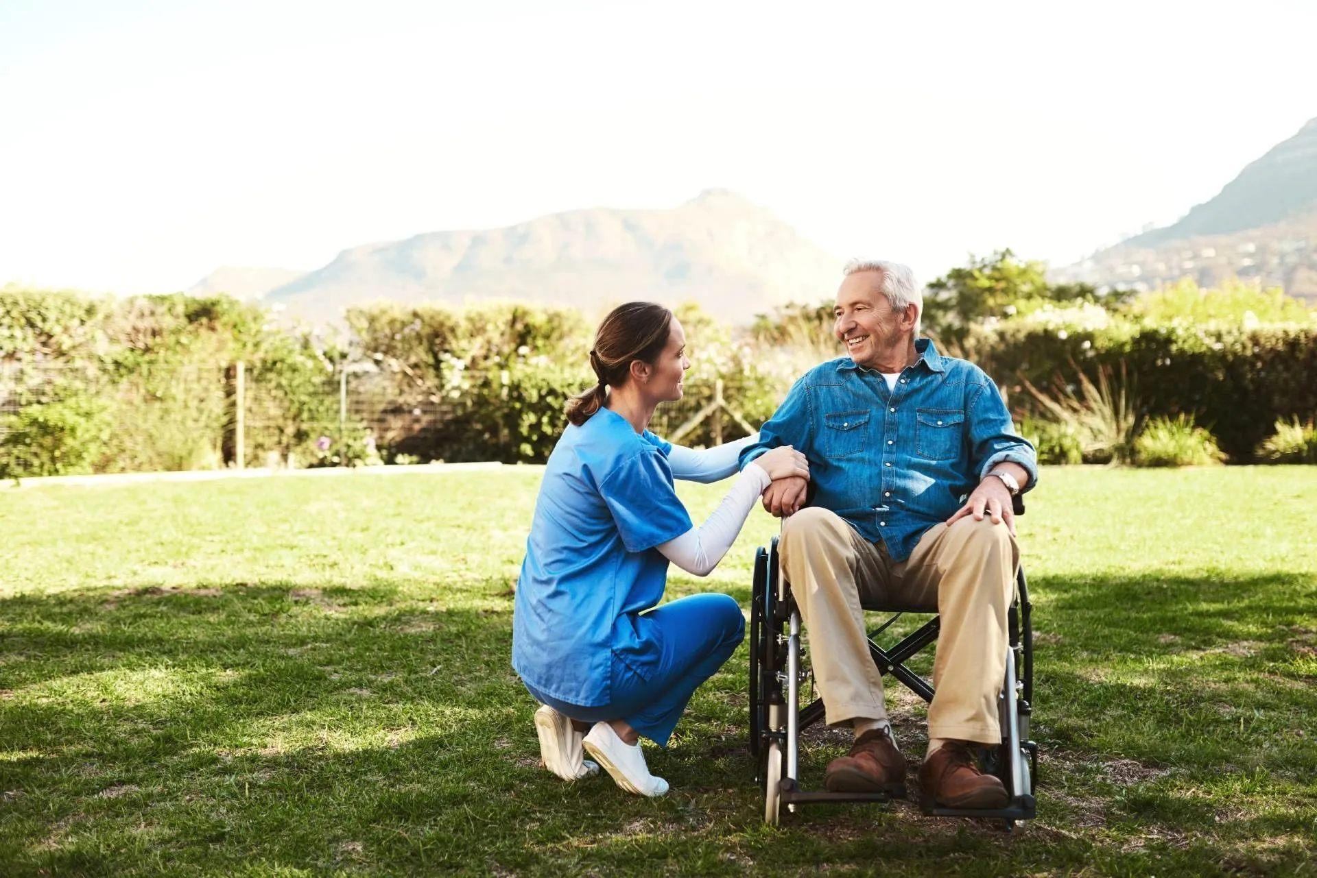 Caregiver and patient in conversation