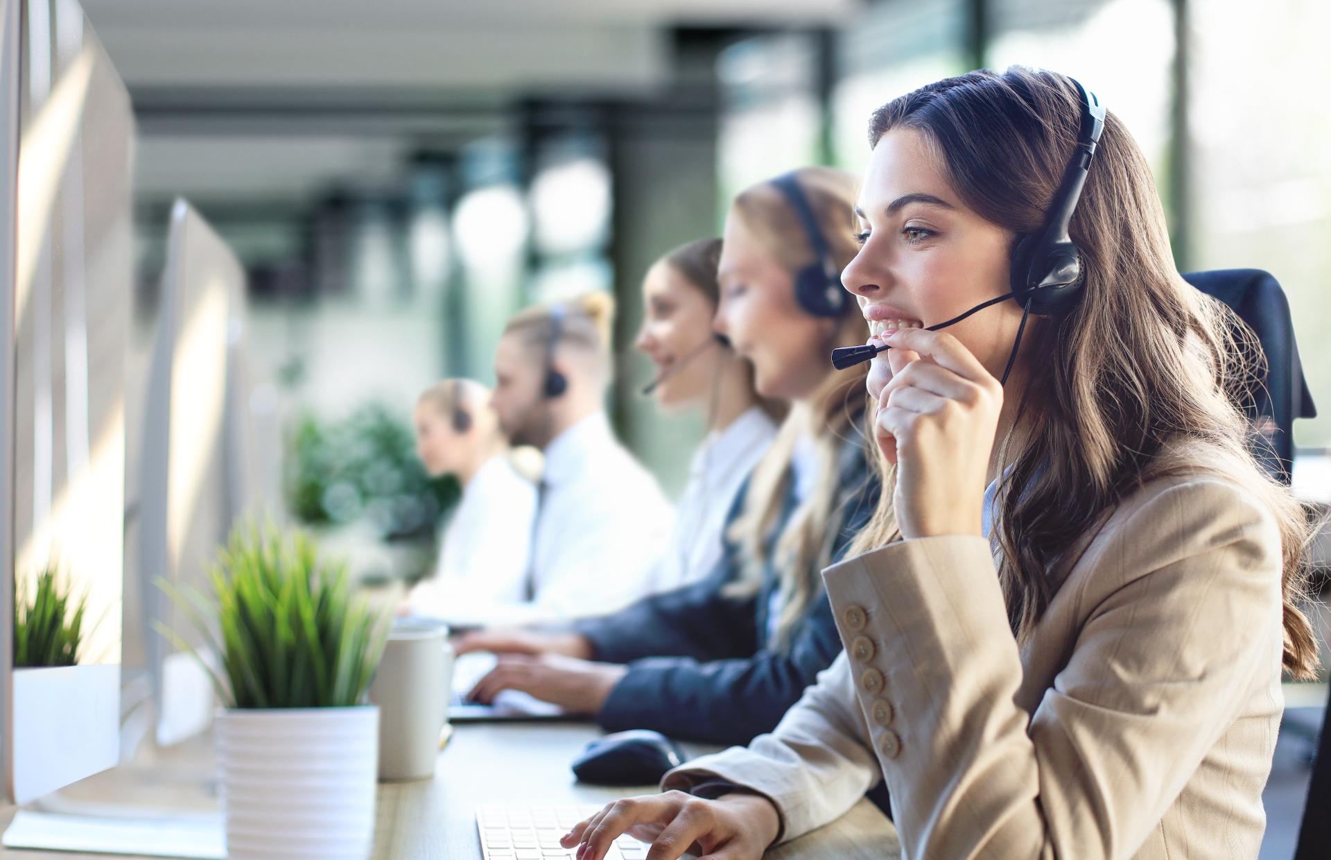 Call center employees at work